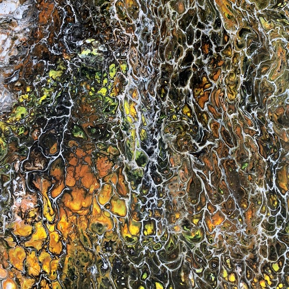 Original Artwork Canvas Painting Peace Brown Yellow Black 16 x 12 - Picture 8 of 11